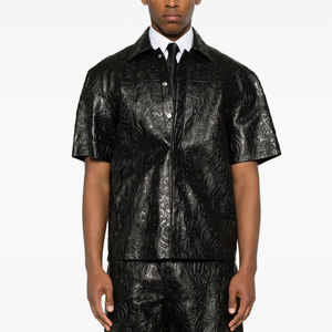 Chemises en cuir pour hommes, couleur unie, style streetwear, vêtements d'hiver, fabriquées au Pakistan, prix de gros. - Product Image 2