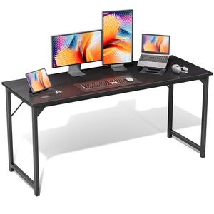63 Inch Computer <b>Desk</b> with Storage Bag and Iron Hook Metal Frame Writing <b>Desk</b> for Home <b>Office</b> <b>Black</b> - Product Image 1