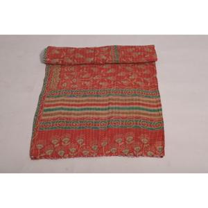 Couverture Kantha Imprimée Faite à la Main, Motif Floral Indien, en Coton Lavable, Écologique, Style Bohème Vintage, Couvre-lit Réversible pour la Maison - Product Image 4