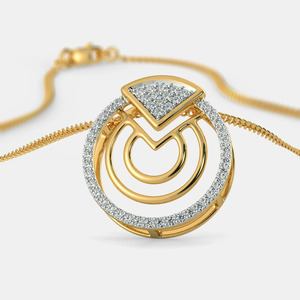 Collar con Colgante de Diamante Circular Geométrico de Oro Amarillo Cultivado en Laboratorio - Product Image 4
