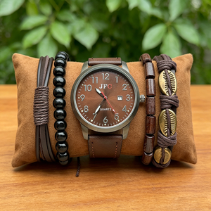 2631 Juego de 5 Relojes de Cuero Marrón para Hombre con Pulseras, Conjunto de Relojes Modernos para Hombre, Regalo para Hombre, Montres Pour Hommes - Product Image 3