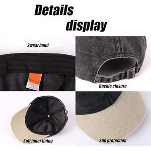 Vintage <b>Black</b> Tan Contrast 5-Panel <b>Baseball</b> <b>Cap</b> Washed Cotton Two Tone Unstructured Dad Hat Breathable Waterproof Adjustable - Product Image 2