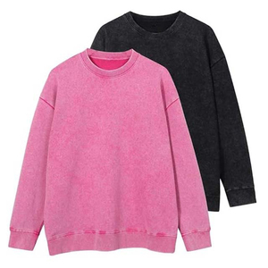 Oversized Crew Neck Solid Color Knitted Pullover <b>Sweatshirt</b> Unisex Regular Fit Autumn Casual Style <b>Pink</b> Black Fleece Raglan 100% - Product Image 1