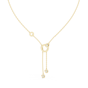 Oval Cut Diamond Circle Drop Y Necklace Lab Grown Diamond 14K 18K Solid Gold Bezel Set DEF VVS Custom Lariat Necklace for Women - Product Image 3