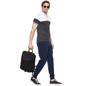 T-shirt en tricot rayé à manches courtes pour homme, col rond, coupe classique, style décontracté, gris, bleu marine, design bicolore - Product Image 3