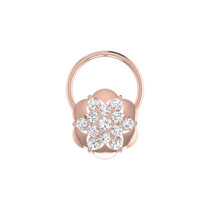 0.11 Carat Natural <b>Diamond</b> <b>Nose</b> Pin-14K Gold Round Brilliant Cut Ethnic Flower Design-HI Color VS-SI Clarity - Product Image 3