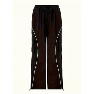 Pantalones Anchos de Mujer al por Mayor, de Cintura Alta, Largos, con Logotipo Personalizado, Estilo Urbano, Joggers de Pierna Ancha, Pantalones Cargo para Mujer - Product Image 2