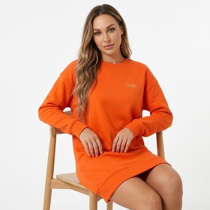 Vestido de Sudadera Personalizado para Mujer, Manga Larga, Felpa Gruesa, Corte Holgado, Moda Urbana, Proveedor de Ropa al Por Mayor - Product Image 3