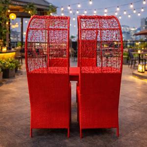 Ensemble de salle à manger sur le toit en rotin tressé 4 places avec chaises et table, design contemporain, léger et durable, couleur et taille personnalisables - Product Image 5