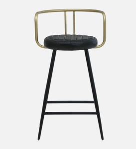 Metal bar Chair Gold Black Finish PU Leather Seating Modern Luxury <b>Adjustable</b> bar <b>Stool</b> Counter <b>Height</b> No Armrest Kitchen bar - Product Image 2