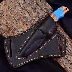 Cuchillo de caza y desollado estilo vaquero occidental hecho a mano Nordic Forge de 9 pulgadas, hoja raspada personalizada con punta caída, grado industrial, madera de olivo azul - Product Image 4