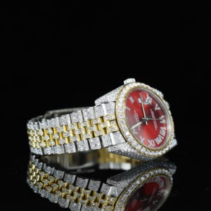 Nuevo Reloj Automático de Lujo Uwin con Cristal de Zafiro y Diamantes de Imitación en Dos Tonos, Estilo Rapero Unisex 10 - Product Image 4