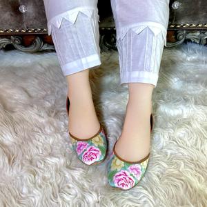 High Quality Custom Fancy Fashionable Khussa Shoes Slipper <b>Flat</b> Black Mesh Khussa With Stones Stylish Outclass Khussas Wholesale - Product Image 2