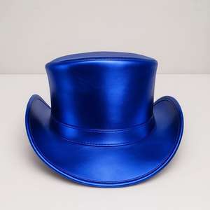 Sombrero de copa de cuero dorado metálico hecho a mano de primera calidad, estilo Steampunk, para cosplay de Sombrero Loco. - Product Image 3