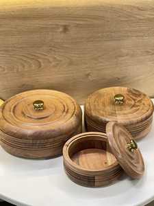 Natural Wooden <b>Bowl</b> <b>With</b> Metal <b>Lid</b> For Everyday Kitchen Use Supporting Healthy Lifestyle And Eco Friendly Dining Choices - Product Image 4
