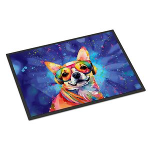 Chihuahua Hippie Dawg Paillasson Antidérapant Lavable Low Pile 24H X 36W Intérieur Extérieur Avant Paillasson pour Entrée - Product Image 1