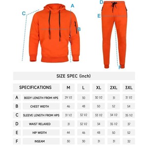 Conjunto deportivo de sudadera con capucha y pantalones jogger color naranja para hombre con bolsillo con cremallera - Product Image 4