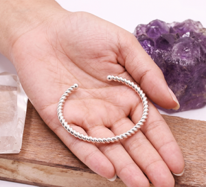 Croissant manchette dôme argent torsadé Design Bracelet prix de gros pur 925 Bracelet en argent Sterling bijoux pour la vente en gros - Product Image 5
