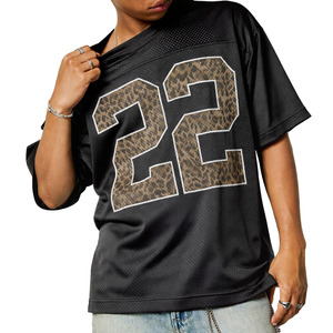 Maillot de football américain personnalisé imprimé léopard, T-shirt de sport en coton premium, haut décontracté et tendance, ELEVATE PLAY 300g - Product Image 1