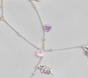 Cheville réglable en argent sterling 925 plaqué rhodium avec breloque feuille et perles de cristal pastel pour femme, bijou de pied tendance - Product Image 2