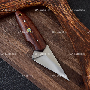 Cuchillo de caza hecho a mano con hoja de acero inoxidable, mango de madera y funda de cuero, cuchillo EDC para exteriores. - Product Image 3