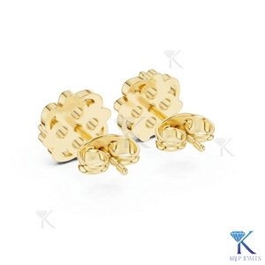 Lab Grown Diamond Vintage Floral Filigree <b>Stud</b> Earrings 5 Stone Cluster 14K Solid Gold Women's Jewelry Wedding Anniversary Gift - Product Image 5