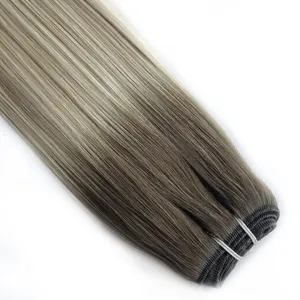 Perruque complète en dentelle 100 % cheveux Remy, raides, avec mèches, longues, ombrées, couleur cendrée, texture ondulée naturelle, cheveux humains personnalisables - Product Image 1