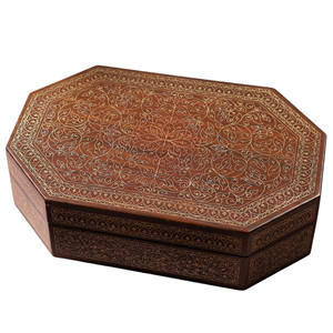 Caja de almacenamiento decorativa de madera vintage con grabado y tapa con bisagras para joyas, recuerdos, organizador de tocador, decoración del hogar, regalo de boda - Product Image 2