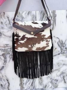 Nuevo diseñador de cuero de piel de vaca bolso con flecos Sling Fringe Bags Gypsy elegante Vintage Hair on Hide Bags para mujeres - Product Image 2