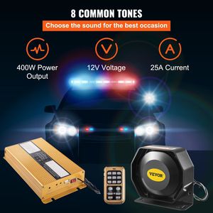 400W 8 suono altoparlante PA sistema di allarme allarme per auto della polizia corno antincendio con microfono per uscita Audio potenziata - Product Image 2