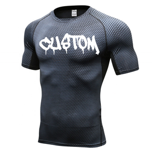 Custom Men's Long Sleeve Rash Guard Black Dripping Print Quick Dry Front Logo Full Sleeve Adult Sport Shirt - Product Image 2