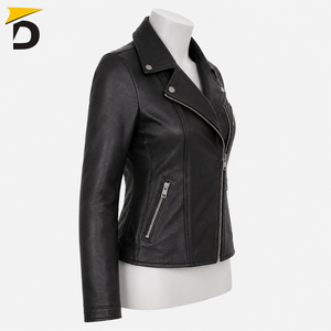 Chaqueta de Cuero PU Acolchada Reversible para Mujer, Impermeable, Resistente al Viento, Transpirable, Ecológica, Ajustada, de Cuero Vacuno - Product Image 2