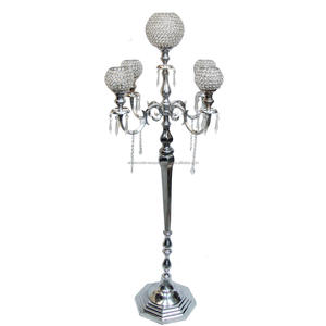 Caliente hecho a mano oro Metal vidrio 4 brazos candelabros atractivo boda Navidad Mesa decoración cuadrado en forma de centro de mesa para - Product Image 5