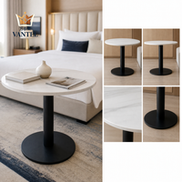 Table de centre de luxe pour hall d'hôtel, design rond en bois sur piétement, fournisseur de mobilier hôtelier sur mesure