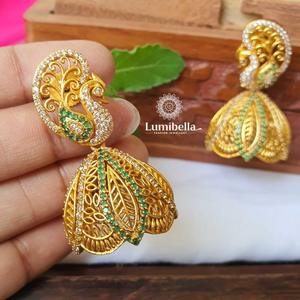 Vintage Gold Plated Peacock Drop Earrings for Wedding and Party - Product Image 3