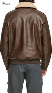 Chaqueta de Cuero Acolchada para Hombre, Color Marrón Oscuro, Cuello Alto, Estilo Casual, Ropa de Abrigo Cálida, Logotipo Frontal Personalizado, Proveedor - Product Image 3