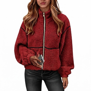 <b>Womens</b> Sherpa Fleece Jacket <b>Zip</b> <b>Up</b> Teddy Coat Stand Collar Custom <b>Womens</b> Blank Cotton <b>Zip</b> <b>up</b> Hooded Sweatshirt - Product Image 6