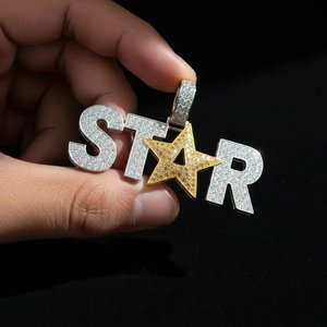 Élégant Pendentif Breloque Glace en Moissanite et Perle d'Eau Douce, en Argent Sterling 925 Plaqué Or et Argent, Bijoux de Créateur Hip Hop - Product Image 1