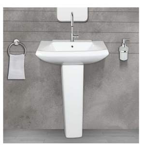 Elegant ceramic laundry sink pedestal basin 580x410x840mm bathroom washtub porcelain washing clothes basin truella set - Product Image 1