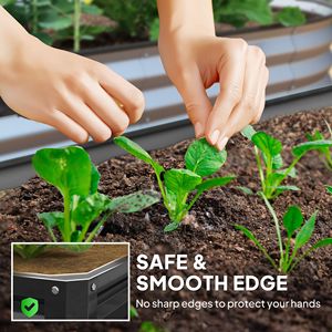 4x4 ft Galvanized Steel Raised Garden Bed Grey <b>Planter</b> Box for Growing <b>Vegetables</b> Flowers Herbs Garden Supply - Product Image 5