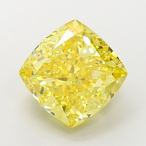 Diamant de laboratoire élégant, jaune vif fantaisie, taille coussin, excellente taille, certifié IGI, type CVD 2A, pierre précieuse non montée pour joaillerie fine - Product Image 1
