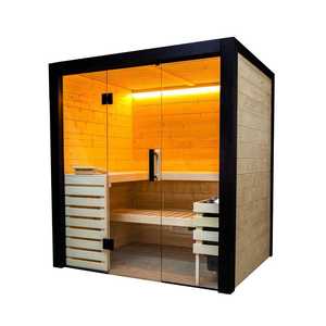 Nueva Sauna Interior FAMILY-L-S para 5 Personas con Frente de Vidrio, Madera de Abeto y Pimienta, Residencial Premium - Product Image 2