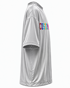 T-shirt gris à manches courtes pour homme avec logo personnalisé, 100 % coton jersey, col rond, impression numérique, motif lettres sur le devant, coupe décontractée oversize - Product Image 3
