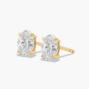 Oval Cut <b>Moissanite</b> Stud <b>Earrings</b> With Gold Prongs Elegant Classic Fine Jewelry For Women - Product Image 5