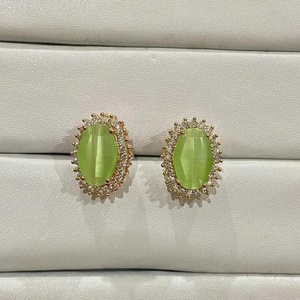 ต่างหูห่วงประดับพลอยสีเทา ทองคำขาว 14K ชุบทองเหลือง งานวินเทจ สำหรับงานปาร์ตี้ ราคาโรงงาน - Product Image 3