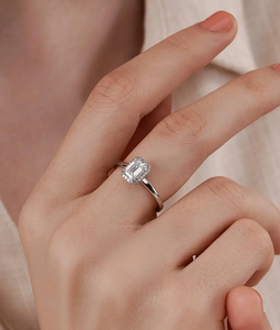 925 Sterling <b>Silver</b> <b>Emerald</b> Cut Cute Diamond <b>Ring</b> IGI Certified Classic Wedding Band for Engagement Anniversary Party Gift - Product Image 4