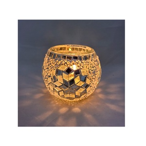 Wholesale Price Round Shape Glass Mosaic Candle Holder Moroccan <b>Lanterns</b> Tealight Holder Candlestick for Wedding Decor - Product Image 6