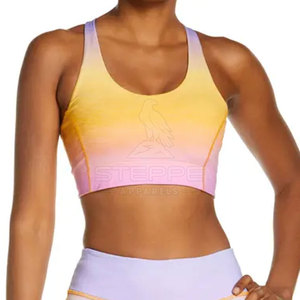 Soutien-gorge de sport simple pour femme avec coussinets amovibles, bretelles réglables, maille respirante, écologique, séchage rapide pour le yoga et la gym - Fermeture avant - Product Image 2
