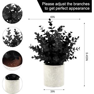 Set di 2 Alberi Artificiali di Eucalipto Nero, Piccole Piante Finte in Vaso per Decorazioni di Halloween, Mensole, Scrivanie, Casa, Fattoria - Product Image 2