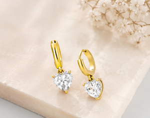 Boucles d'oreilles clous cœur en argent sterling 925 plaqué or pour femme, bijoux minimalistes tendance, cadeau fait main, vente chaude - Product Image 4